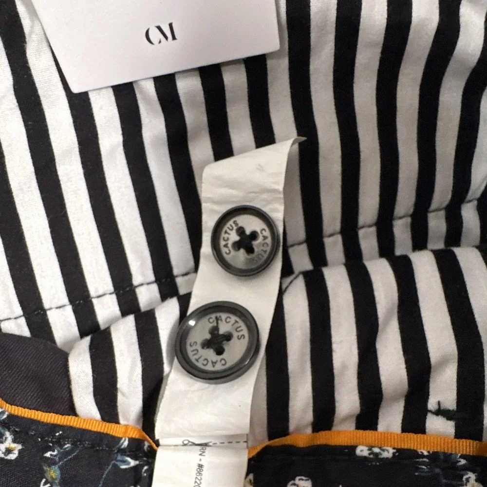 Cactus Man Ricky Singh Navy Palm Tree Print Stretch Chino Shorts Pockets